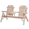 Adirondack Patio 2 Chair Lounger with Center Coffee Table Natural