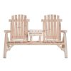 Adirondack Patio 2 Chair Lounger with Center Coffee Table Natural