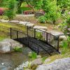 bOutdoor Black Metal Arch 7-ft Garden Bridge with Side-Rails