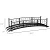 bOutdoor Black Metal Arch 7-ft Garden Bridge with Side-Rails
