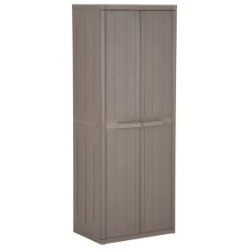Garden Storage Cabinet Brown 25.6"x17.7"x67.7" PP Wood Look
