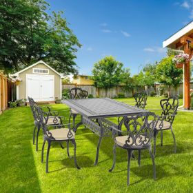 (Cushions In Random Colors)7-Piece Set Of Cast Aluminum Patio Furniture With Cushions(=OLD ITEM CODE W1710S00084)