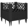 Garden Planter with Pegs Black 17.1"x17.1"x17.1" PP