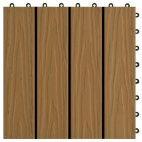 vidaXL 11 pcs Decking Tiles Deep Embossed WPC 30x30 cm 1 sqm Teak Colour (Option: as picture)