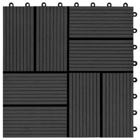 vidaXL 11 pcs Decking Tiles WPC 11.8"x11.8" 1 sqm Black (Option: as picture)