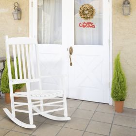White Wooden Rocking Chair With Wavy Shape (Color: White)