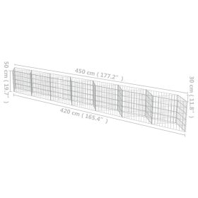 vidaXL Gabion Wall Galvanized Steel 177.2"x11.8"x19.7" (Option: as picture)