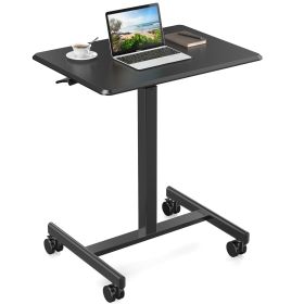 Adjustable Rolling Desk Laptop Computer Cart For Home  Office  Classroom Overbed Table (Color: Black)