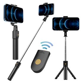 3-in-1 Universal Selfe Sick Tripod Stand For Cell Phone With Bluetooth Remote (Color: Black)