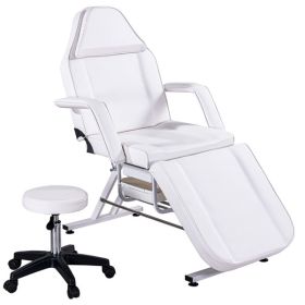 Massage Salon Tattoo Chair, Adjustable Beauty Barber Spa Beauty Equipment (Color: White)