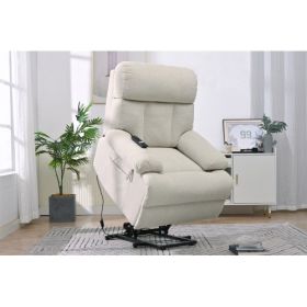 Oversized Power Lift Recliner Chair For Elderly, Electric Fabric Recliner Chair For Seniors, Home Theater Seating,Reclining Sofa Chair With Remot (Option: Light Gray)