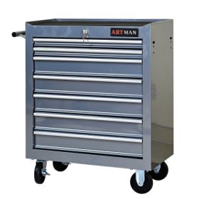 7 DRAWERS MULTIFUNCTIONAL TOOL CART WITH WHEELS-SILVER (Color: Silver)
