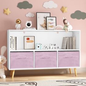 Children's Bookcase With Foldable Fabric Drawers, Children's Book Display, Toy Storage (Option: Storage cabinets)