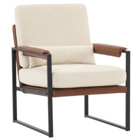 Single Iron Frame Chair (Option: Beige Brown)