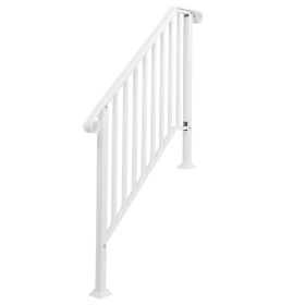 Matte White 3-step Galvanized Iron Courtyard Staircase Handrail (Color: White)