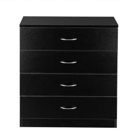 4-drawer Bedside Storage Cabinet, Black (Color: Black)