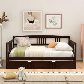 Full-size Sofa Bed Solid Wood Double Bed Brown (Color: Brown)