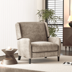 Oversized Textured Fabric Pushback Recliner Dark Beige And Dark Brown (Color: Beige)
