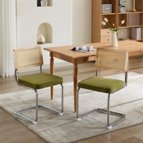 Mid-century Modern Dining Chair 2-piece Set (Option: Olive green)
