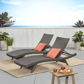 SALEM PE WICKER CHAISE LOUNGE (Color: Grey)