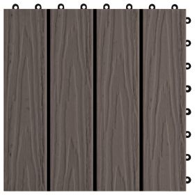 vidaXL 11 pcs Decking Tiles Deep Embossed WPC 11.8"x11.8" 1 sqm Dark Brown (Option: as picture)