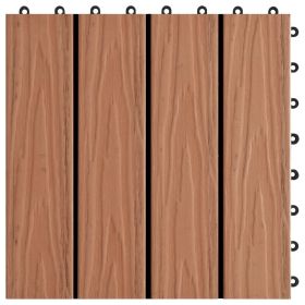 vidaXL 11 pcs Decking Tiles Deep Embossed WPC 11.8"x11.8" 1 sqm Light Brown (Option: as picture)