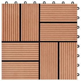 vidaXL 11 pcs Decking Tiles WPC 11.8"x11.8" 1 sqm Teak Color (Option: as picture)