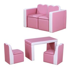 Children's 2-in-1 Sofa Set - Pink, WalMart Is Prohibited For Sale And Does Not Ship On Weekends (Color: Pink)
