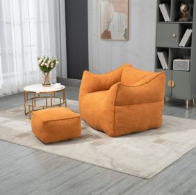 COOLMORE Bean Bag Chair Lazy Sofa Footstool Durable Comfort Lounger High Back Bean Bag Chair Couch For Adults And Kids, Indoor    Outdoor (Color: Orange)
