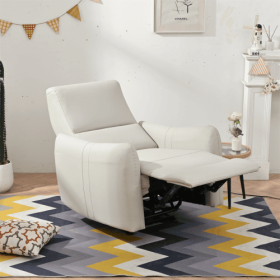 Wall Hugger Recliner,Power Recliner Chair,Electric Recliner For Living Room,PU Leather Reclining Armchair For Small Space,Reclining Sofa For Bedr (Option: Light Gray)