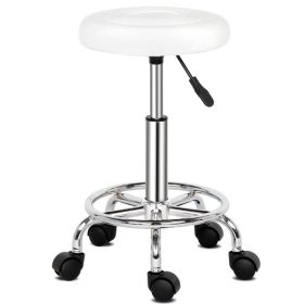White Technician Bench With Circular Patterned Cushion (Color: White)