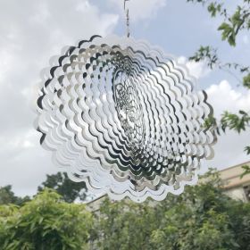 1pc 3D Hanging Wind Spinner Outdoor Decor For 3D Garden Wind Chimes Metal Yard Spinners 3D Stainless Steel Spinner Gifts Tree Of Life 3D Spinner (Color: silvery)