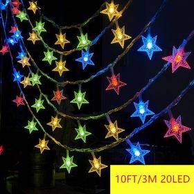 1pc Star String Lights; 3m/10ft; 6m/20ft; EFFE LED Fairy Twinkle Lantern Lights With 20 Stars 2 Flashing Modes; Battery Powered Indoor & Outdoor (Items: 3M 20LED, Color: Multicolor)