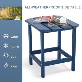 Adirondack Outdoor Side Table;  HDPE Plastic End Tables for Patio;  Backyard;  Pool;  Indoor Outdoor Companion;  Easy Maintenance Weather Resista (Color: Navy Blue)