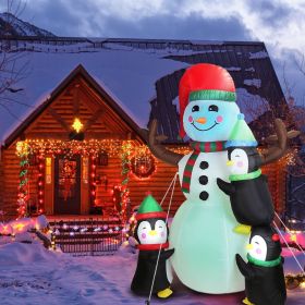 5.9FT Christmas Inflatable Outdoor Decoration Snowman Penguin Blow Up Yard Decoration with LED Light Built-in Air Blower for Winter Holiday Xmas (Type: Snowman)