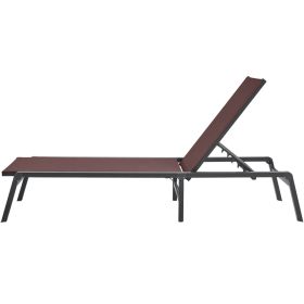 VEVOR Chaise Lounge Chair Outdoor Patio Lounge Chair with Adjustable 5-Position (Combination Type: 1 x Lounge Chair, Color: Brown)
