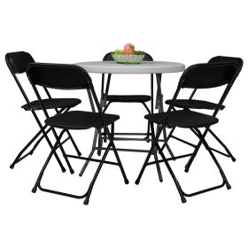 6pcs Injection Molding Classic Garden Plastic Folding Chair Black (Color: Black)