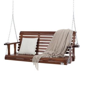 VEVOR Wooden Porch Swing 5.5 ft, Patio bench swing for Courtyard & Garden, Upgraded 880 lbs Strong Load Capacity (Seat Length: 5.5 ft, Color: Brown)