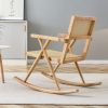 Solid wood+imitation rattan rocking chair allows you to relax quietly indoors and outdoors, enhancing your sense of relaxation, suitable for balconies