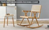 Solid wood+imitation rattan rocking chair allows you to relax quietly indoors and outdoors, enhancing your sense of relaxation, suitable for balconies