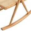 Solid wood+imitation rattan rocking chair allows you to relax quietly indoors and outdoors, enhancing your sense of relaxation, suitable for balconies