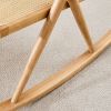 Solid wood+imitation rattan rocking chair allows you to relax quietly indoors and outdoors, enhancing your sense of relaxation, suitable for balconies