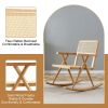Solid wood+imitation rattan rocking chair allows you to relax quietly indoors and outdoors, enhancing your sense of relaxation, suitable for balconies